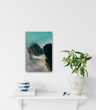 Load image into Gallery viewer, Metal print of a Speckled Trout on a wall above a black console table with decorative items.
